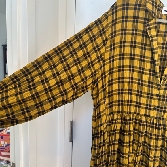 Wray Mini Quinn Dress Gold Plaid Brand New Without Tags - Picture 3 of 10